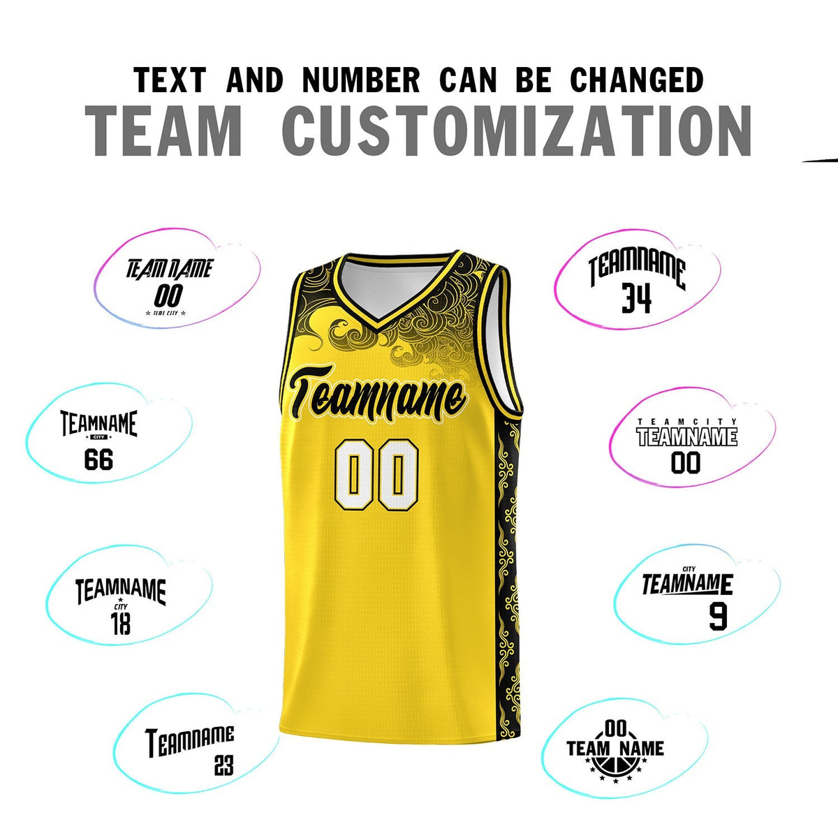 Custom Gold Personalized Cloud Pattern Sports Kits Uniform Basketball Jersey|KXKSHOP