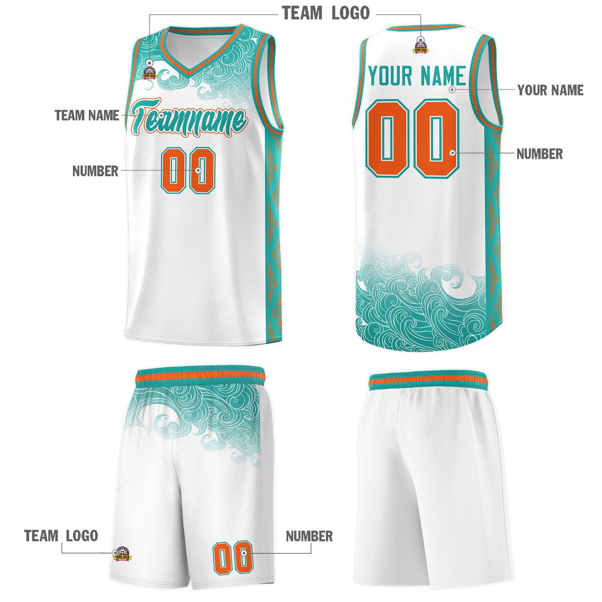 Custom White Personalized Cloud Pattern Sports Kits Uniform Basketball Jersey|KXKSHOP
