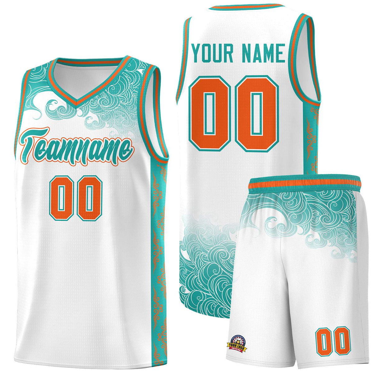Custom White Personalized Cloud Pattern Sports Kits Uniform Basketball Jersey|KXKSHOP