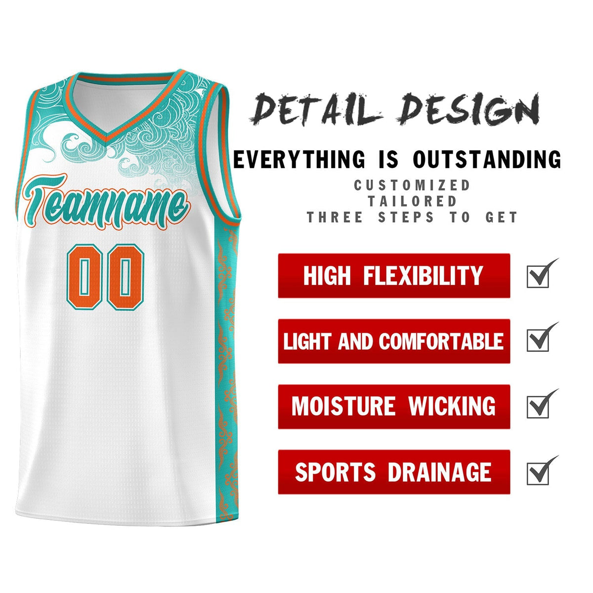 Custom White Personalized Cloud Pattern Sports Kits Uniform Basketball Jersey|KXKSHOP