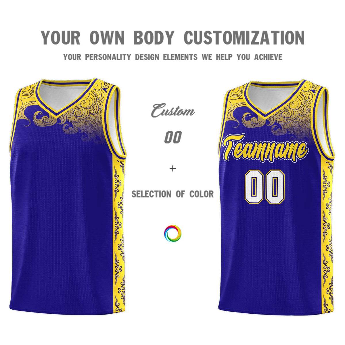 Custom Royal Personalized Cloud Pattern Sports Kits Uniform Basketball Jersey|KXKSHOP