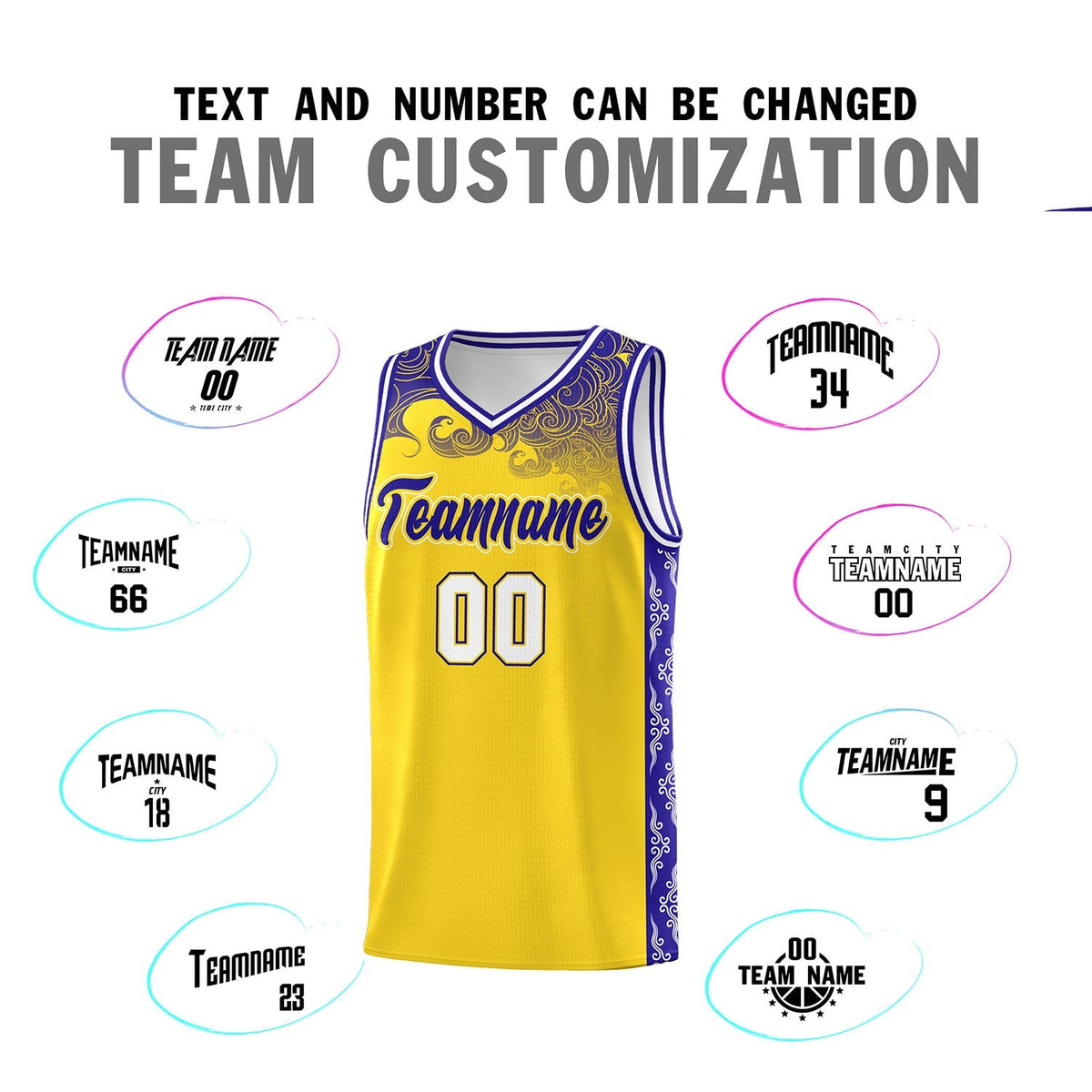 Custom Gold Personalized Cloud Pattern Sports Kits Uniform Basketball Jersey|KXKSHOP