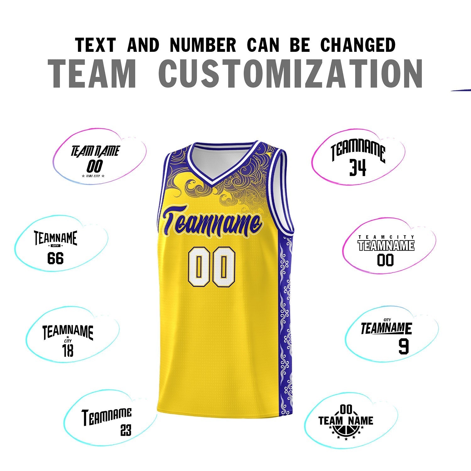 Custom Gold Personalized Cloud Pattern Sports Kits Uniform Basketball Jersey|KXKSHOP