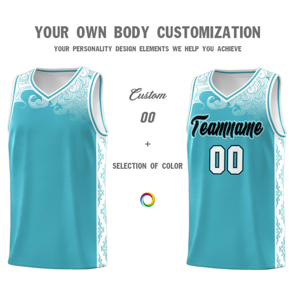 Custom Sky Blue Personalized Cloud Pattern Sports Kits Uniform Basketball Jersey|KXKSHOP