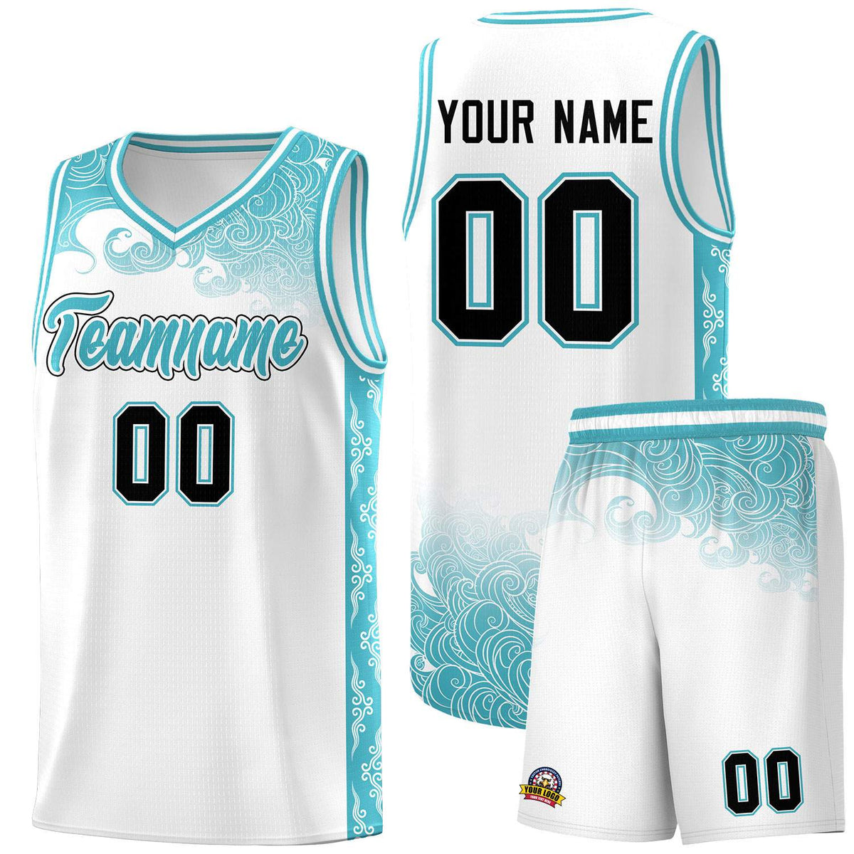 Custom White Personalized Cloud Pattern Sports Kits Uniform Basketball Jersey|KXKSHOP