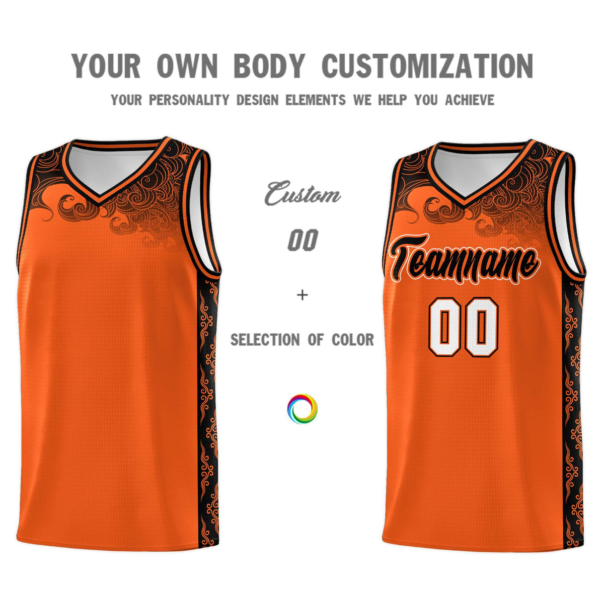 Custom Orange Personalized Cloud Pattern Sports Kits Uniform Basketball Jersey|KXKSHOP