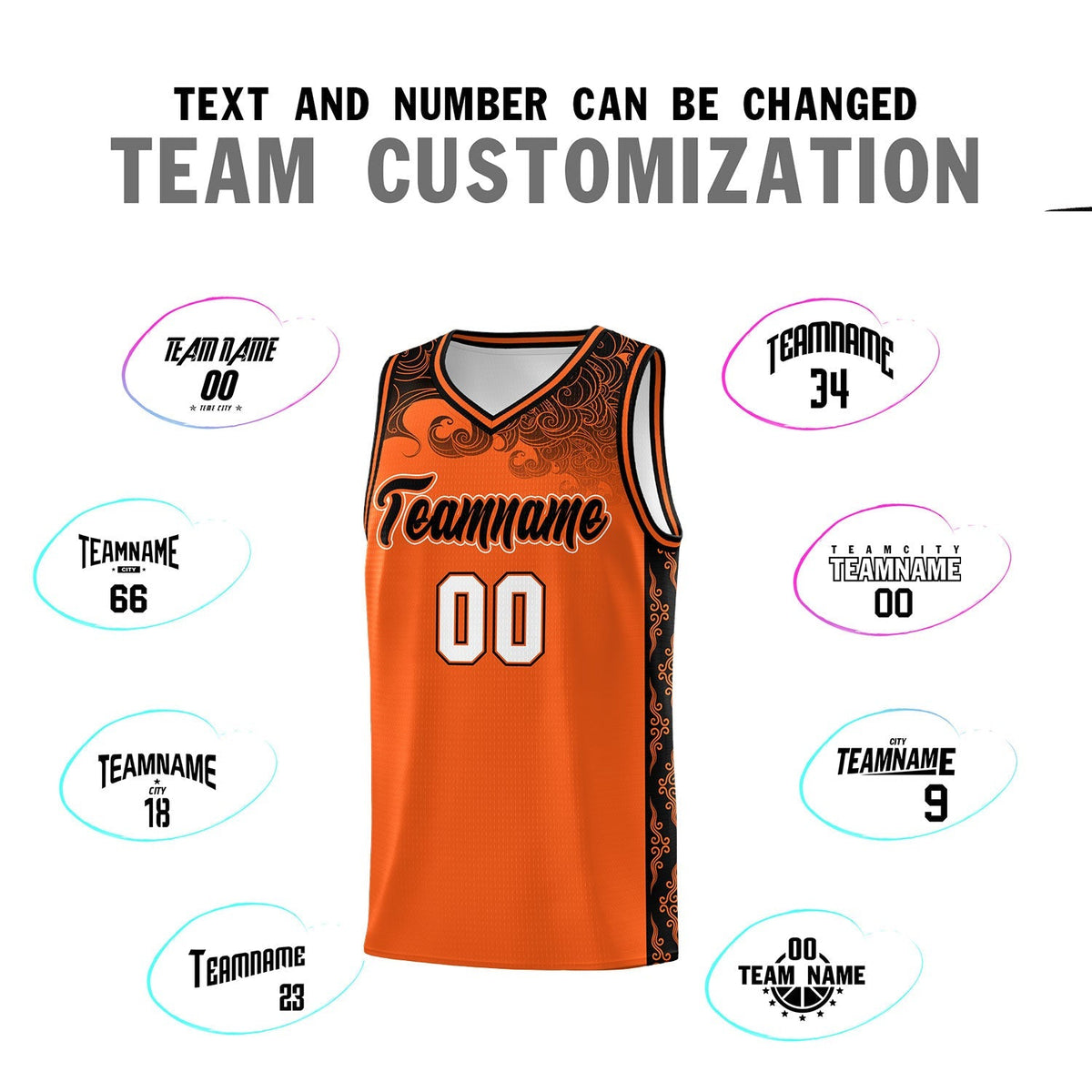 Custom Orange Personalized Cloud Pattern Sports Kits Uniform Basketball Jersey|KXKSHOP