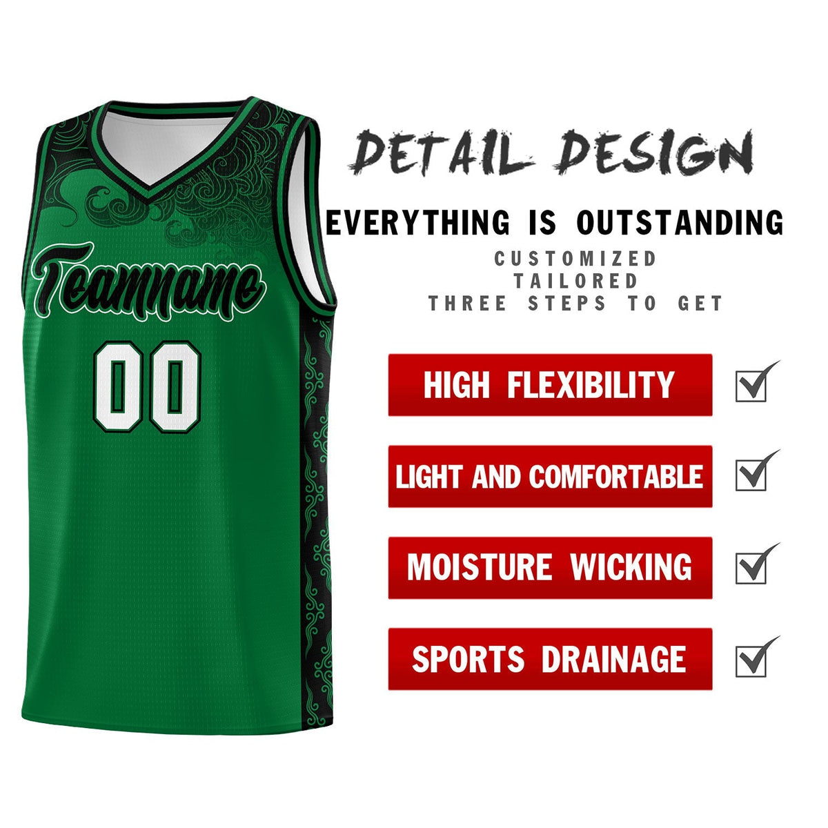 Custom Kelly Green Personalized Cloud Pattern Sports Kits Uniform Basketball Jersey|KXKSHOP