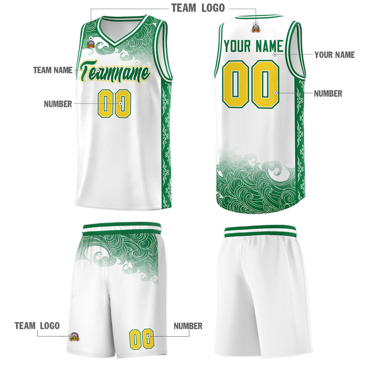 Custom White Personalized Cloud Pattern Sports Kits Uniform Basketball Jersey|KXKSHOP
