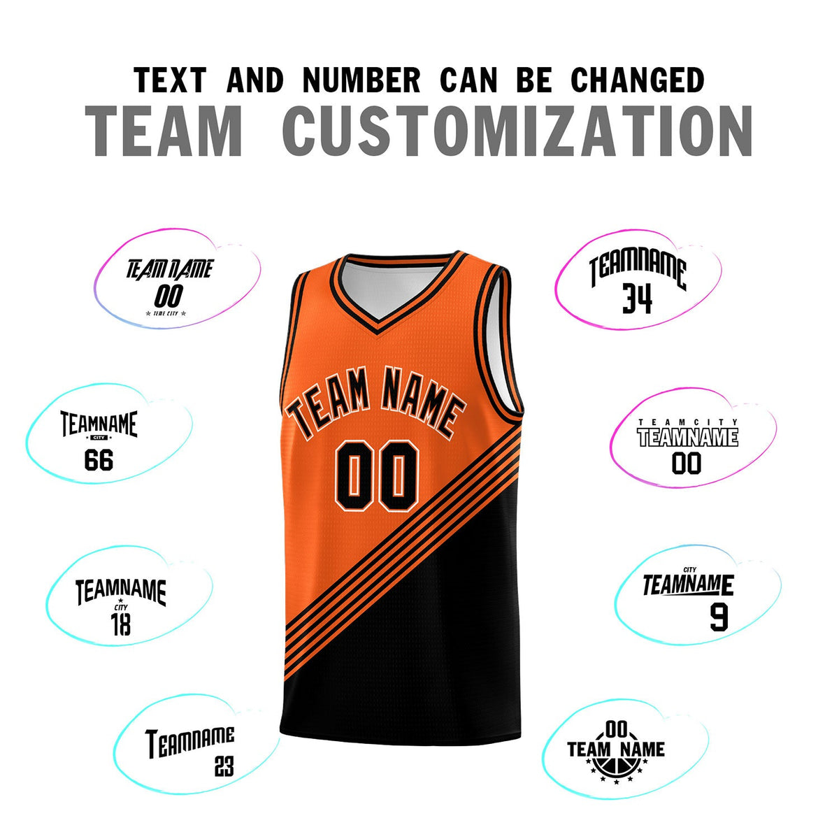 Custom Orange Black Diagonal Stripes Color Block Sets Basketball Jersey | For Men,For Youth,Sublimation Printed,Perfect for Training,Perfect for Teams | KXKSHOP