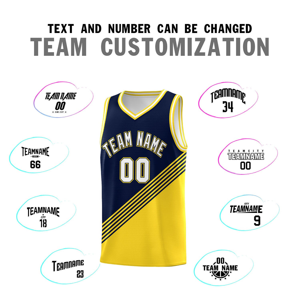 Custom Navy Gold White Diagonal Stripes Color Block Sets Basketball Jersey | For Men,For Youth,Sublimation Printed,Perfect for Training,Perfect for Teams | KXKSHOP