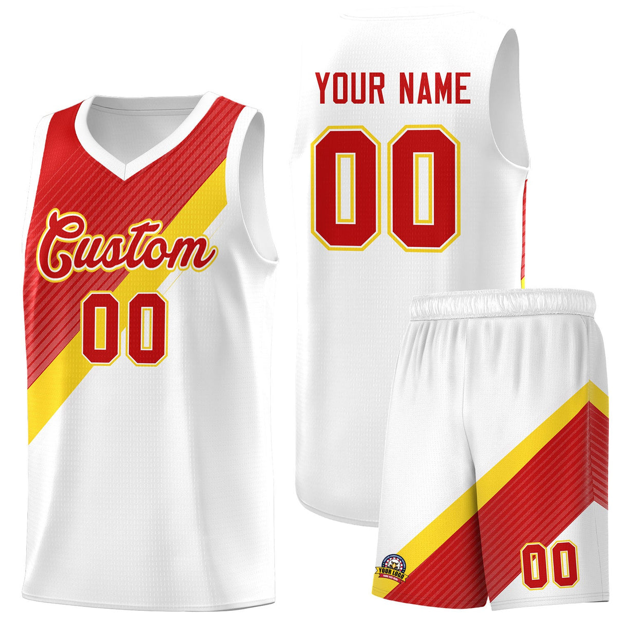 Custom Red White Diagonal Stripes Color Block Sets Basketball Jersey | For Men,Perfect for Teams,Perfect for Coaches,Sublimation Printed,For Kid,For Youth | KXKSHOP