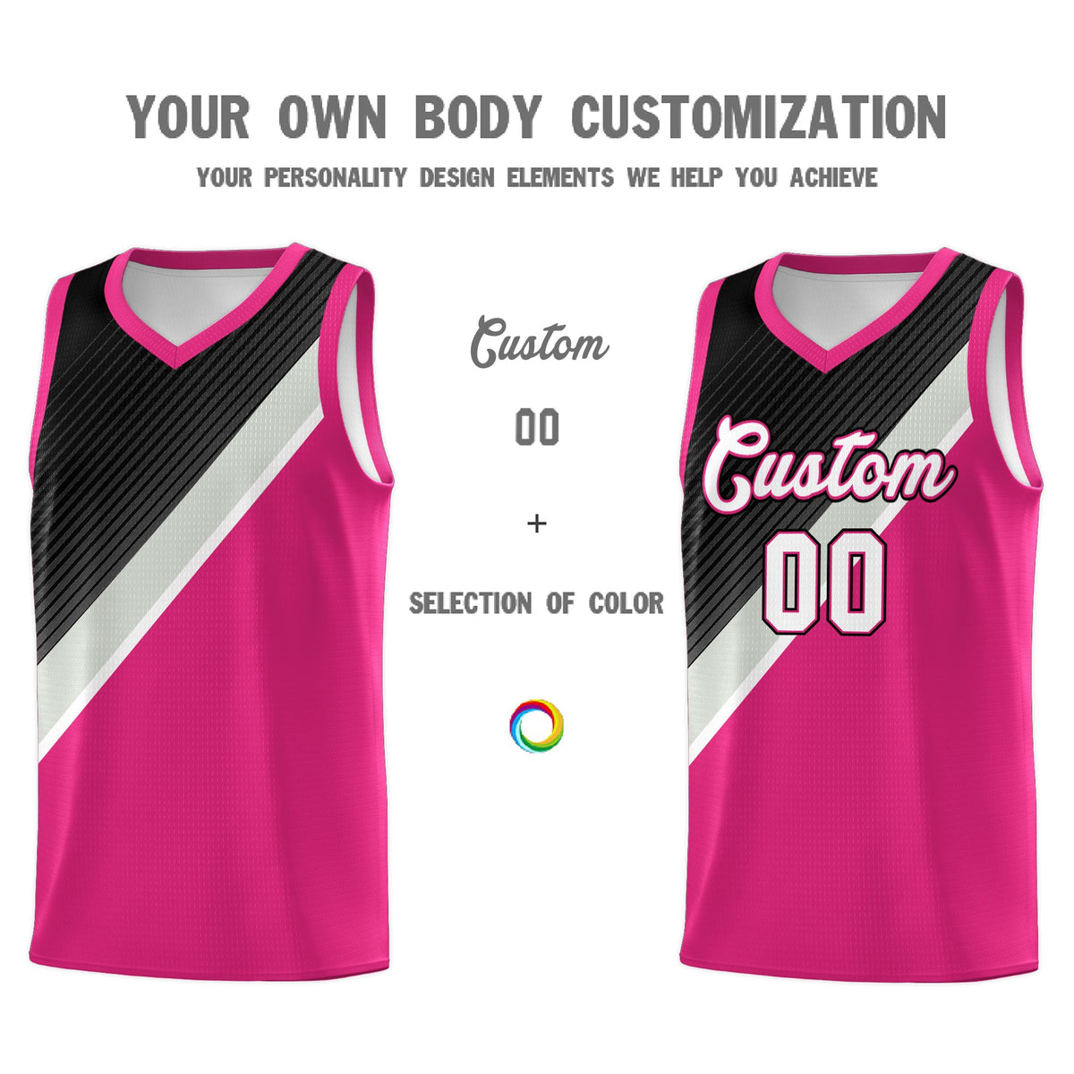 Custom Sky Blue Black Gray Diagonal Stripes Color Block Sets Basketball Jersey | For Men,Perfect for Teams,Perfect for Coaches,Sublimation Printed,For Kid,For Youth | KXKSHOP