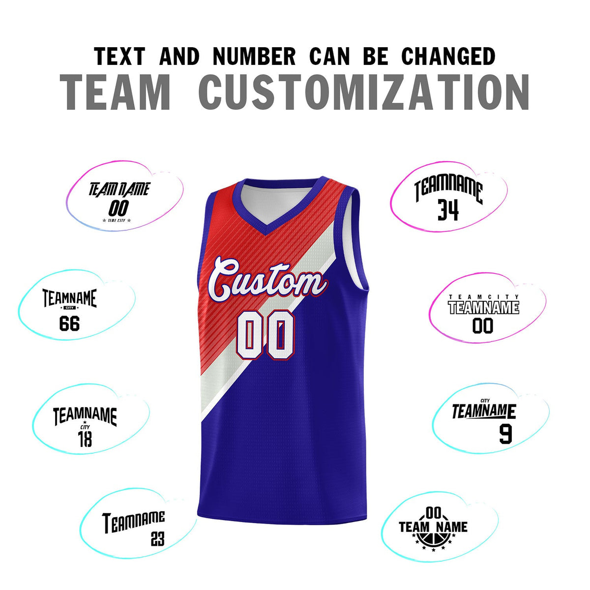 Custom Royal Red Gray Diagonal Stripes Color Block Sets Basketball Jersey | For Men,Perfect for Teams,Perfect for Coaches,Sublimation Printed,For Kid,For Youth | KXKSHOP