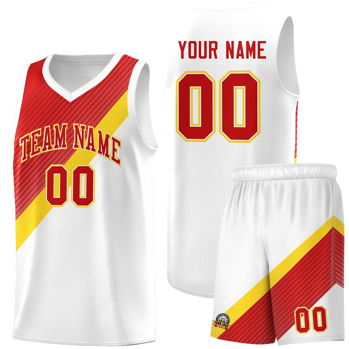 Custom Red White Diagonal Stripes Color Block Sets Basketball Jersey | For Men,Perfect for Teams,Perfect for Coaches,Sublimation Printed,For Kid,For Youth | KXKSHOP