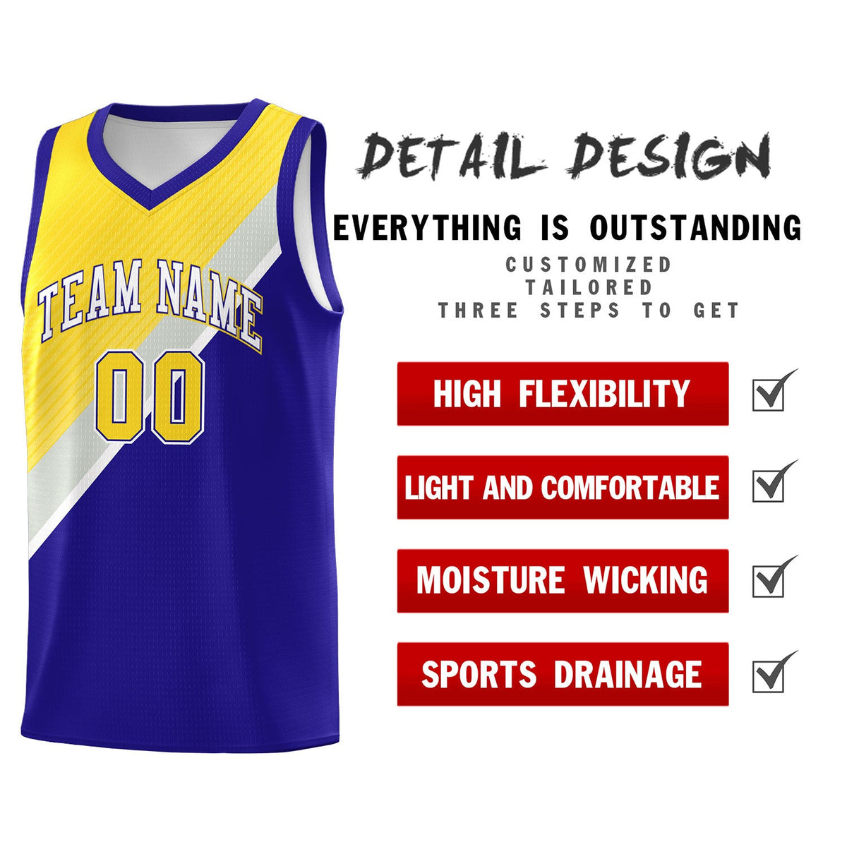 Custom Royal Gray Diagonal Stripes Color Block Sets Basketball Jersey | For Men,Perfect for Teams,Perfect for Coaches,Sublimation Printed,For Kid,For Youth | KXKSHOP