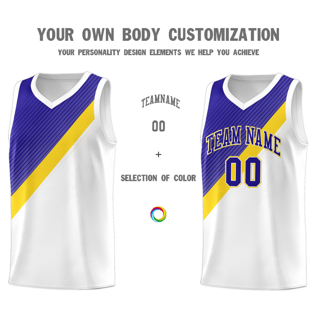 Custom White Royal Diagonal Stripes Color Block Sets Basketball Jersey | For Men,Perfect for Teams,Perfect for Coaches,Sublimation Printed,For Kid,For Youth | KXKSHOP
