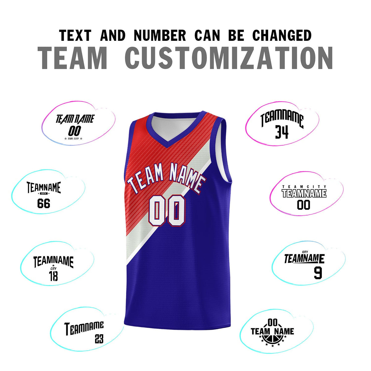 Custom Royal Red Gray Diagonal Stripes Color Block Sets Basketball Jersey | For Men,Perfect for Teams,Perfect for Coaches,Sublimation Printed,For Kid,For Youth | KXKSHOP