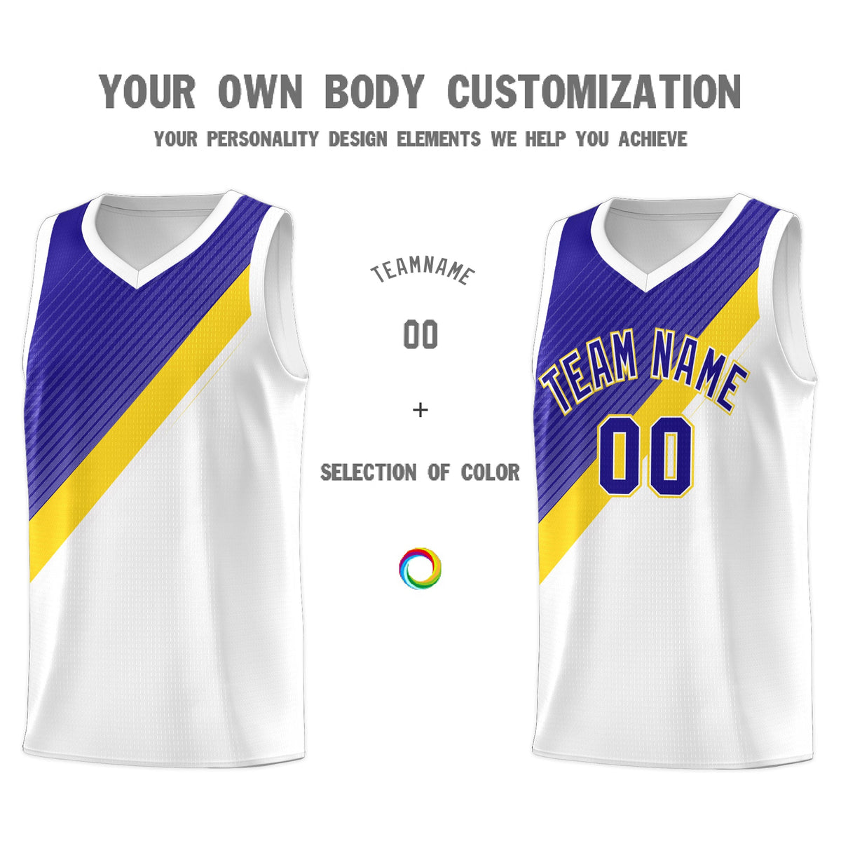 Custom White Royal Diagonal Stripes Color Block Sets Basketball Jersey | For Men,Perfect for Teams,Perfect for Coaches,Sublimation Printed,For Kid,For Youth | KXKSHOP