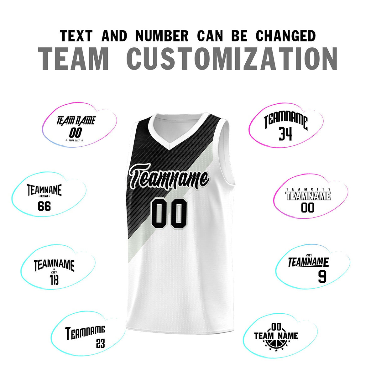 Custom White Black Gray Diagonal Stripes Color Block Sets Basketball Jersey | For Men,Perfect for Teams,Perfect for Coaches,Sublimation Printed,For Kid,For Youth | KXKSHOP