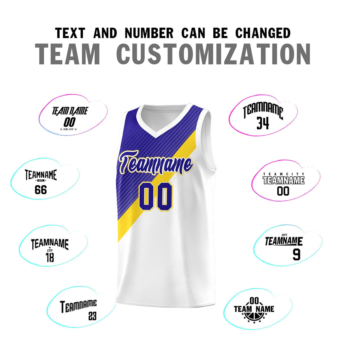 Custom White Royal Diagonal Stripes Color Block Sets Basketball Jersey | For Men,Perfect for Teams,Perfect for Coaches,Sublimation Printed,For Kid,For Youth | KXKSHOP