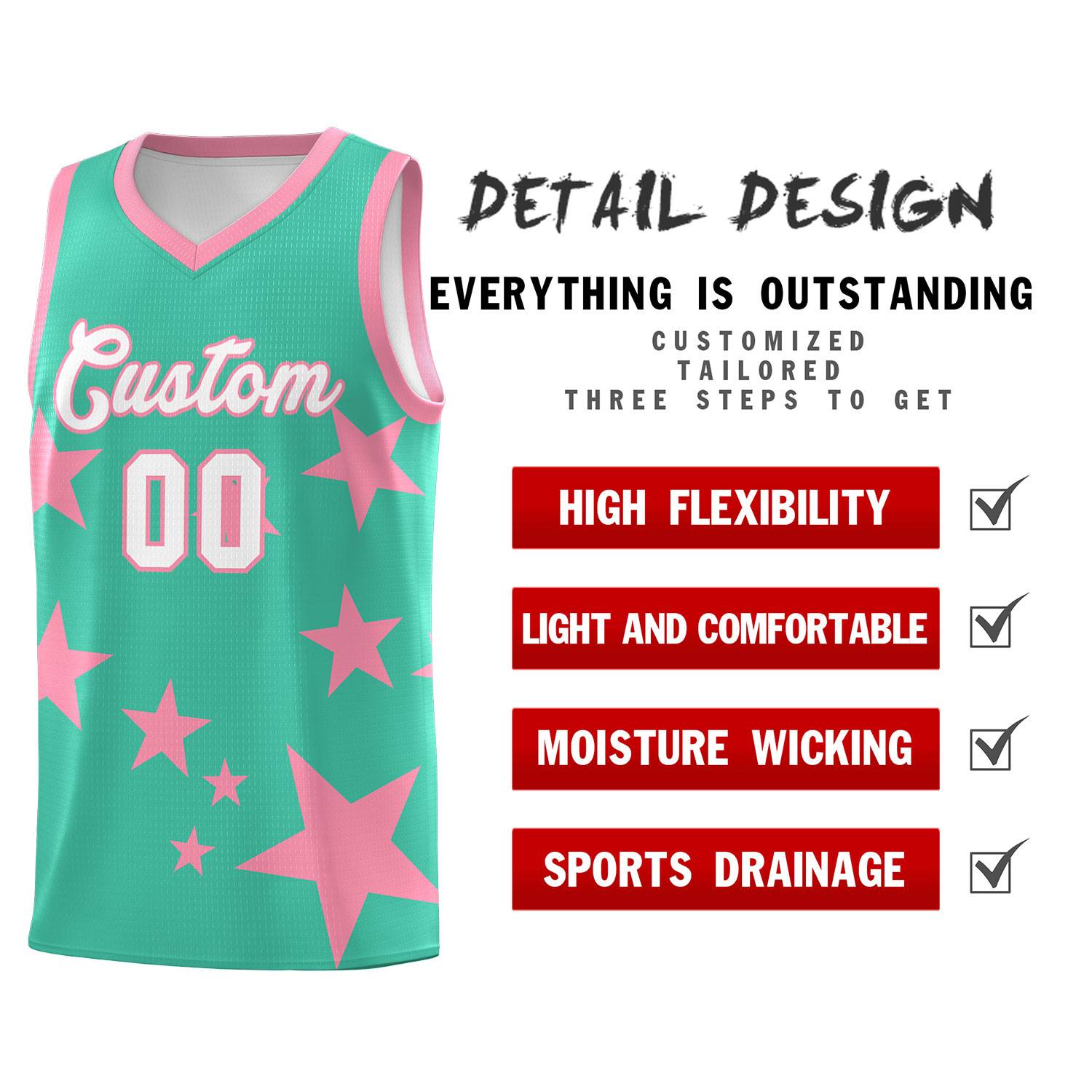 Custom Bright Green Light Pink Graffiti Pattern Star Print Basketball Jersey Kits|KXKSHOP