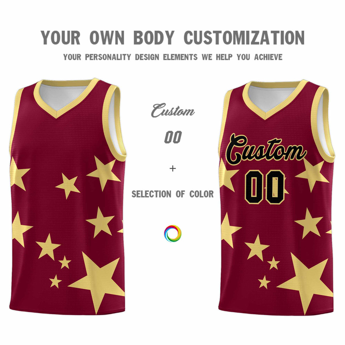 Custom Crimson Khaki Graffiti Pattern Star Print Basketball Jersey Kits|KXKSHOP