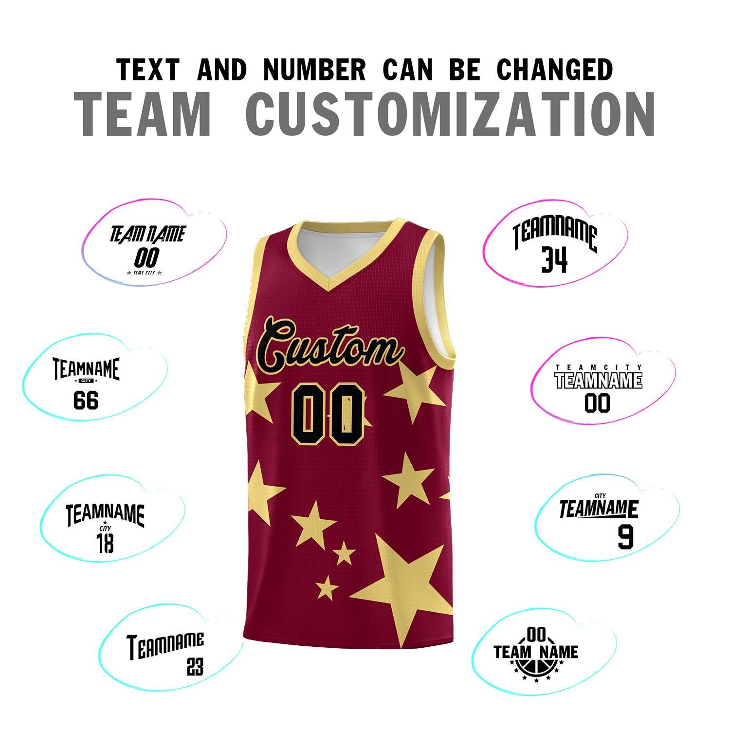 Custom Crimson Khaki Graffiti Pattern Star Print Basketball Jersey Kits|KXKSHOP