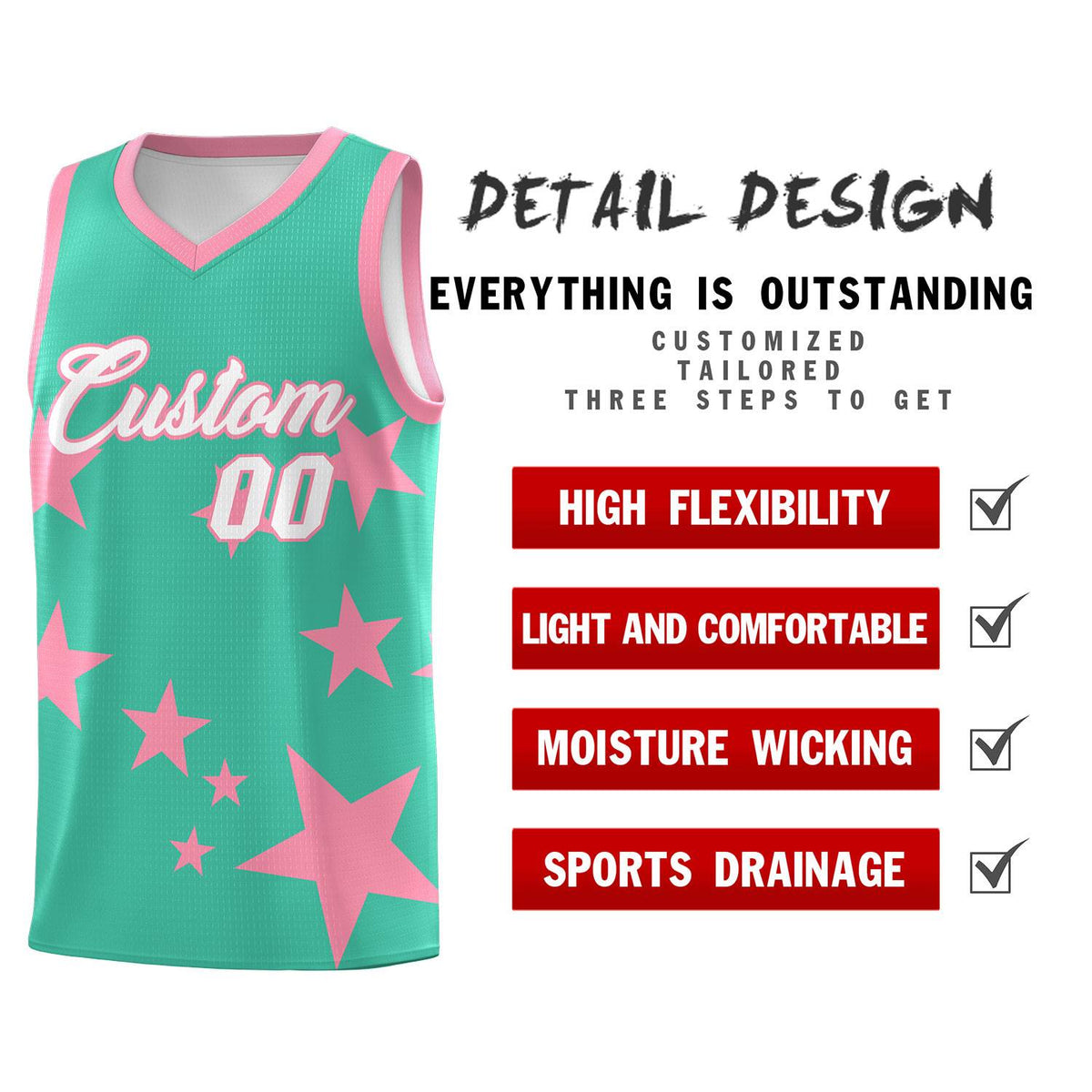 Custom Bright Green Light Pink Graffiti Pattern Star Print Basketball Jersey Kits|KXKSHOP