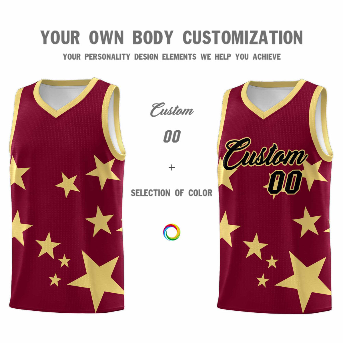 Custom Crimson Khaki Graffiti Pattern Star Print Basketball Jersey Kits|KXKSHOP