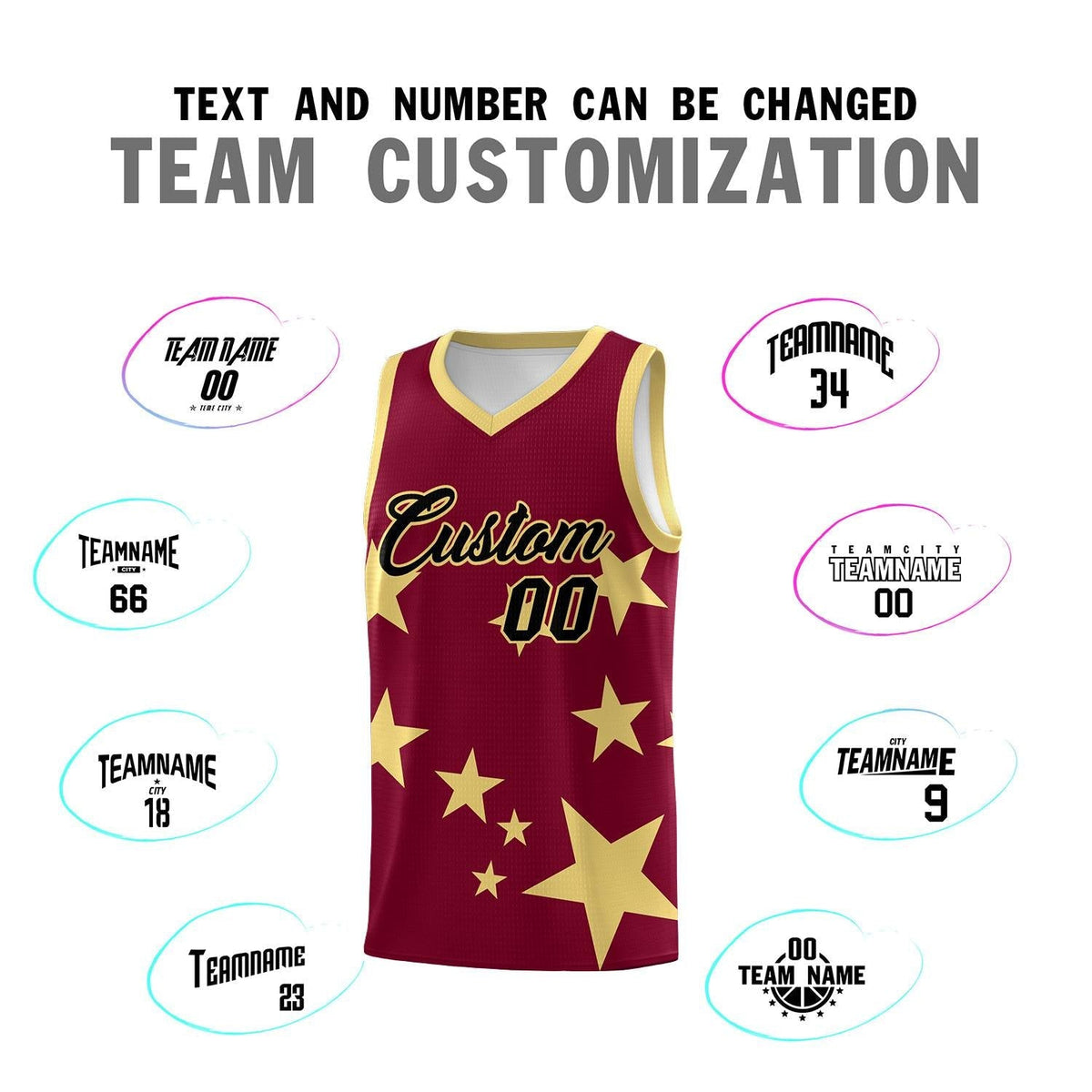 Custom Crimson Khaki Graffiti Pattern Star Print Basketball Jersey Kits|KXKSHOP