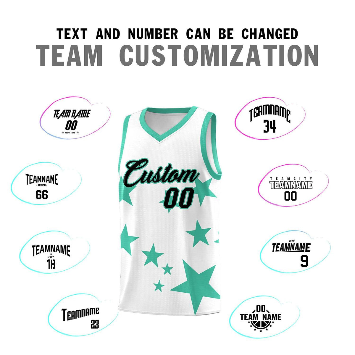 Custom White Bright Green Graffiti Pattern Star Print Basketball Jersey Kits|KXKSHOP
