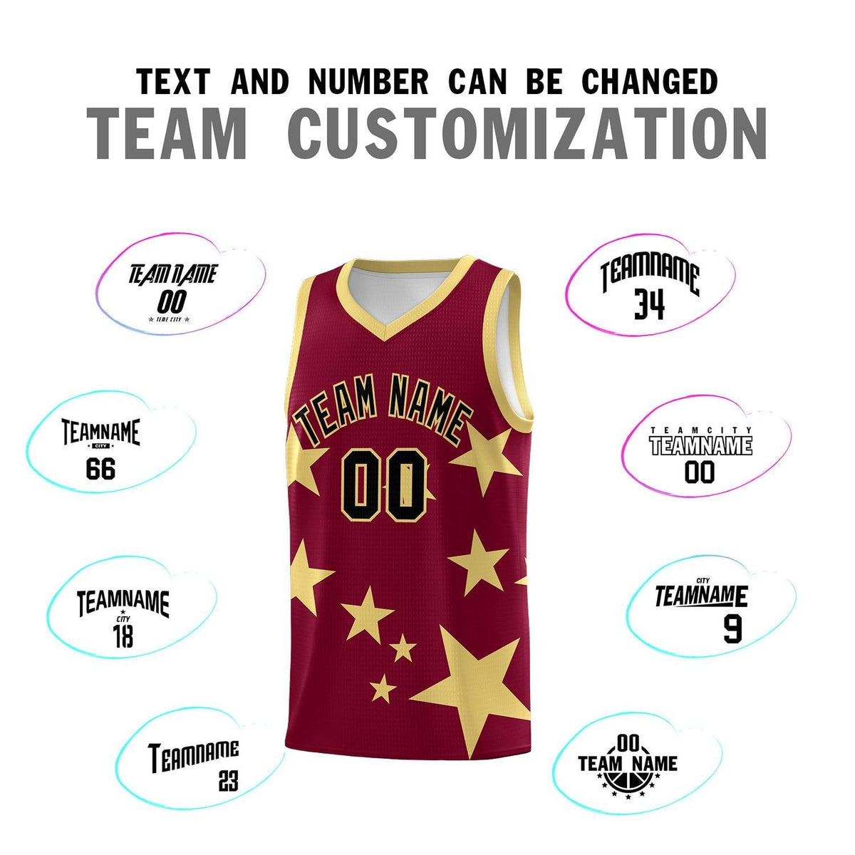 Custom Crimson Khaki Graffiti Pattern Star Print Basketball Jersey Kits|KXKSHOP