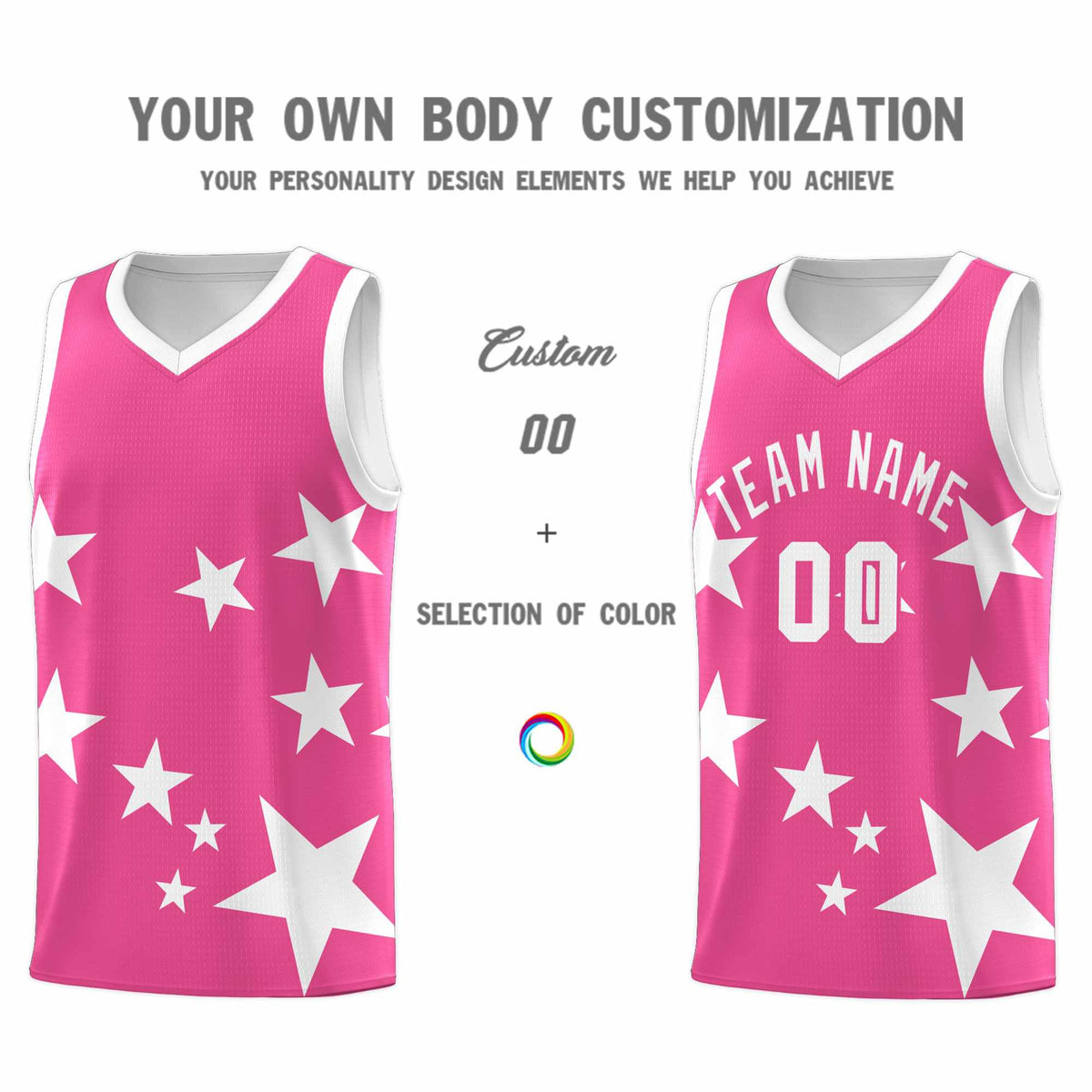 Custom Pink White Graffiti Pattern Star Print Basketball Jersey Kits|KXKSHOP