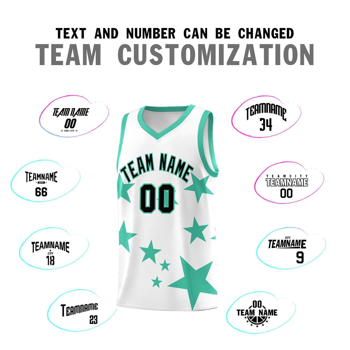 Custom White Bright Green Graffiti Pattern Star Print Basketball Jersey Kits|KXKSHOP