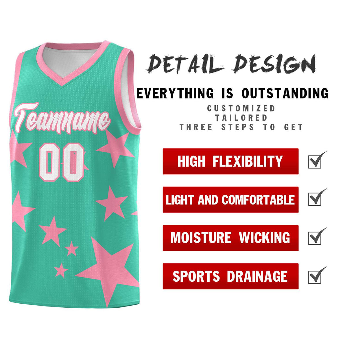 Custom Bright Green Light Pink Graffiti Pattern Star Print Basketball Jersey Kits|KXKSHOP