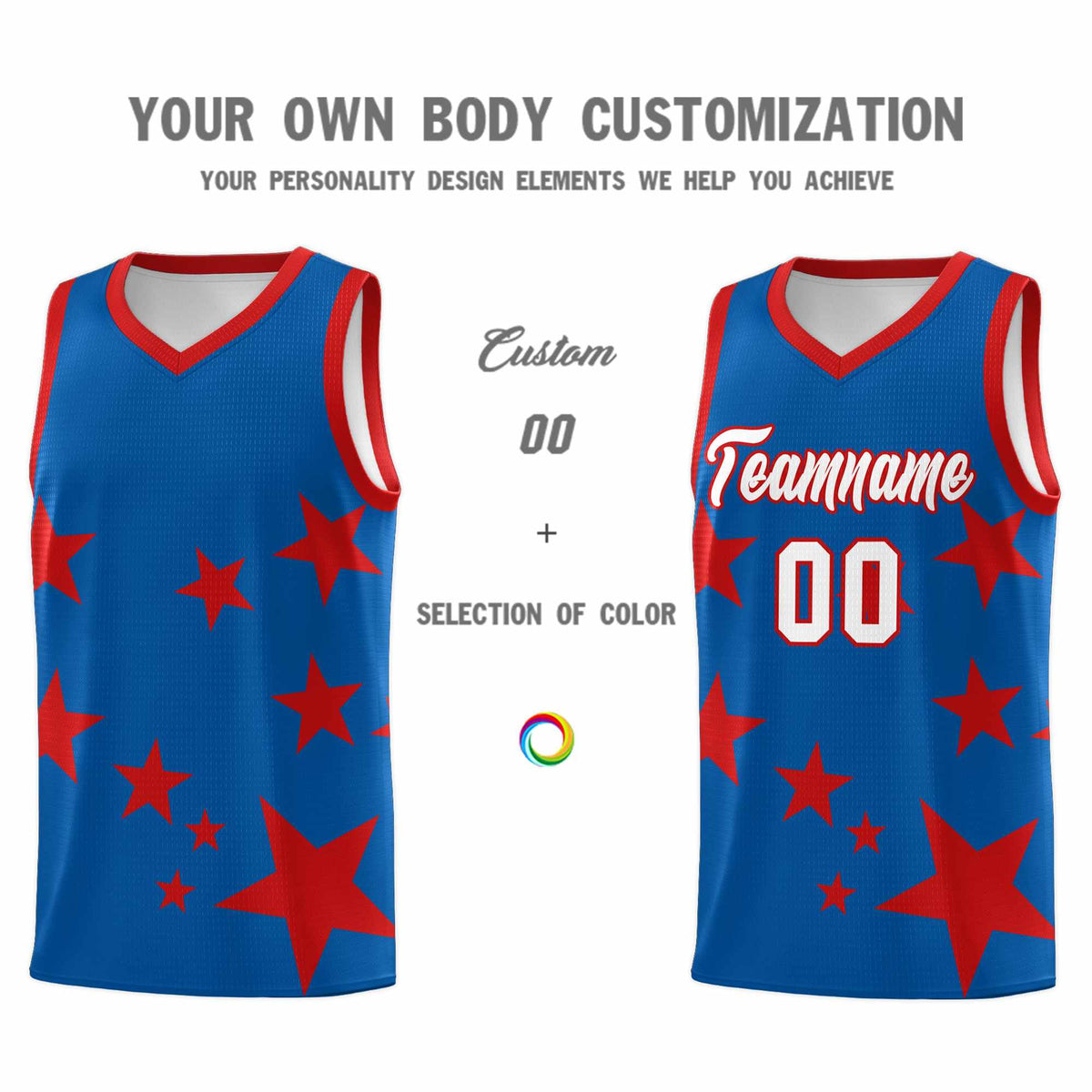 Custom Royal Red Graffiti Pattern Star Print Basketball Jersey Kits|KXKSHOP