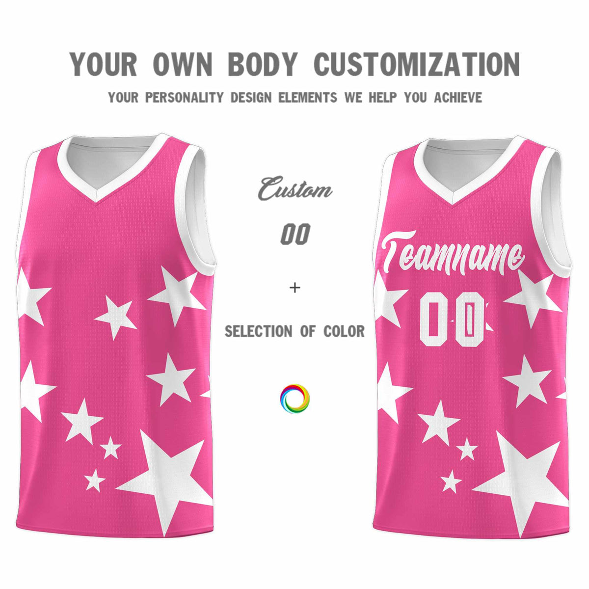 Custom Pink White Graffiti Pattern Star Print Basketball Jersey Kits|KXKSHOP