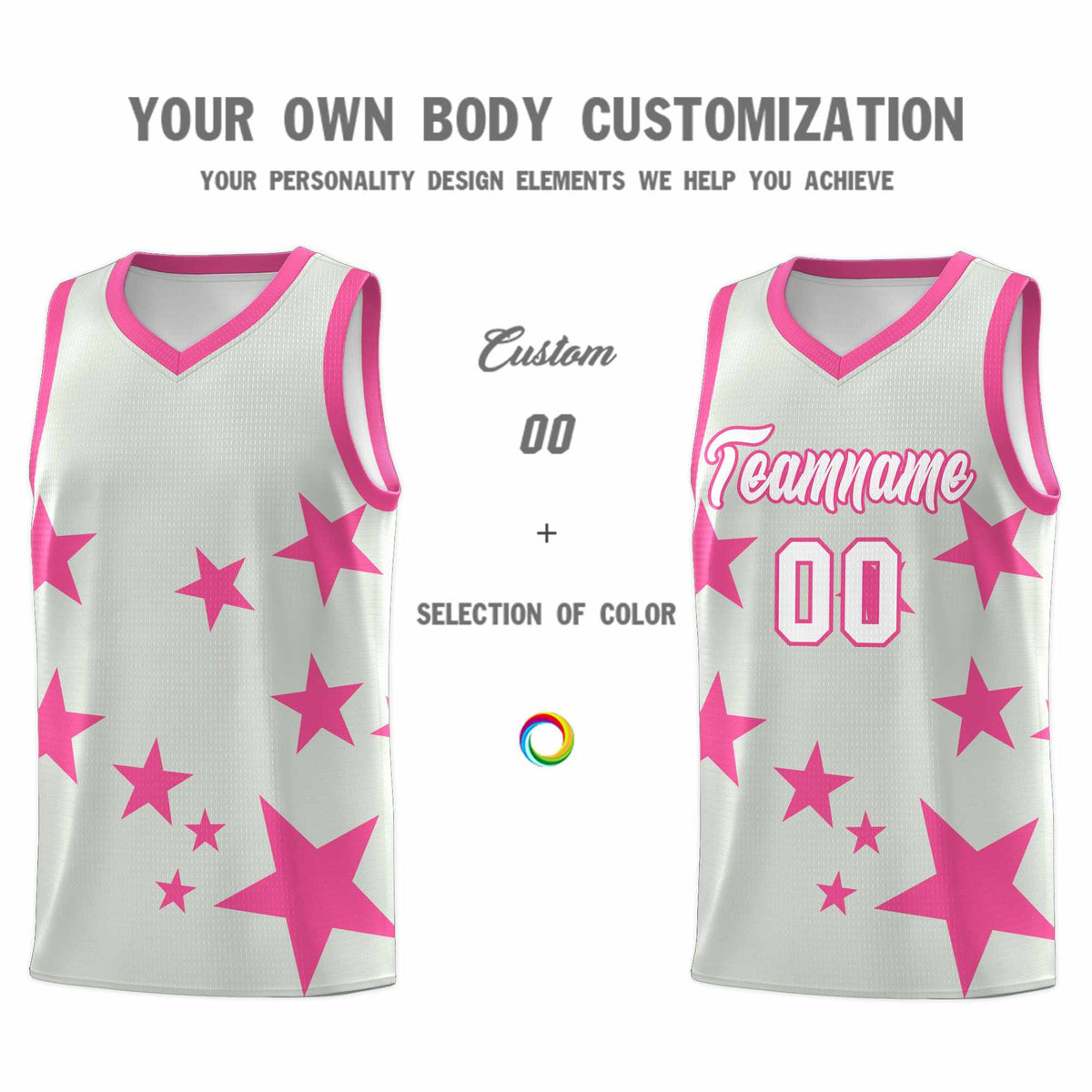 Custom Gray Pink Graffiti Pattern Star Print Basketball Jersey Kits|KXKSHOP
