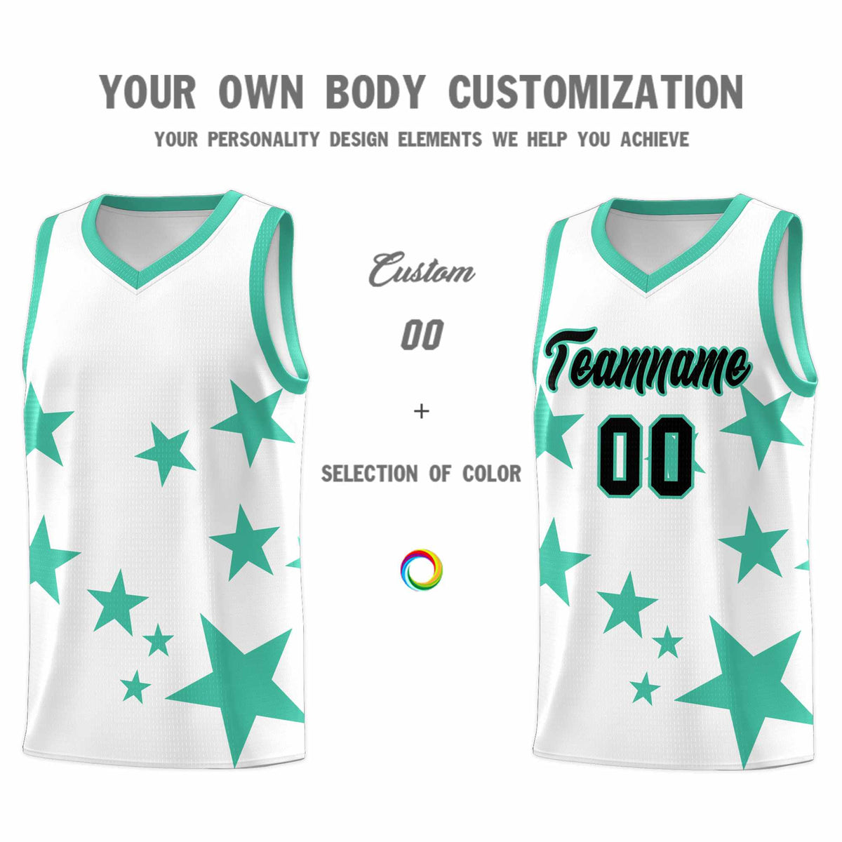 Custom White Bright Green Graffiti Pattern Star Print Basketball Jersey Kits|KXKSHOP