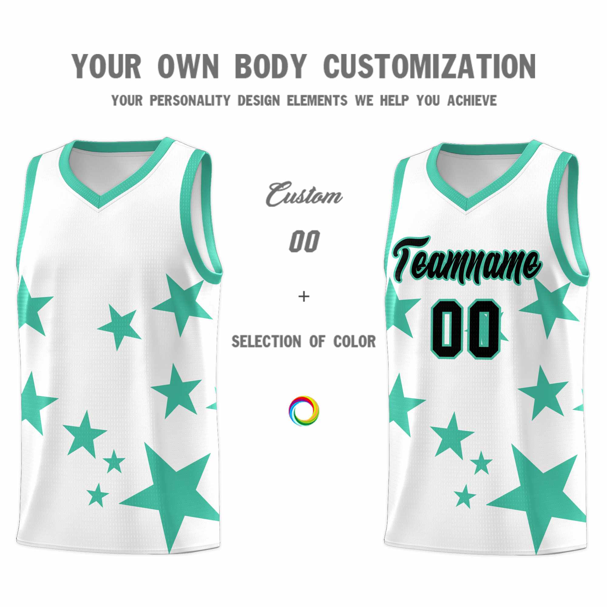 Custom White Bright Green Graffiti Pattern Star Print Basketball Jersey Kits|KXKSHOP