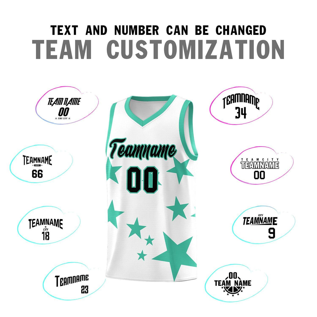 Custom White Bright Green Graffiti Pattern Star Print Basketball Jersey Kits|KXKSHOP