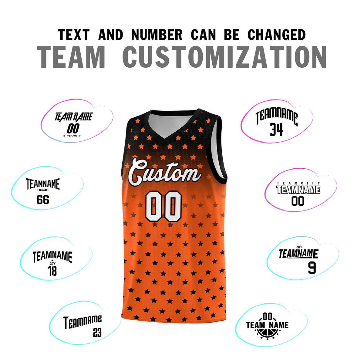 Custom Black Orange Gradient Start Pattern Basketball Jersey Kits|KXKSHOP