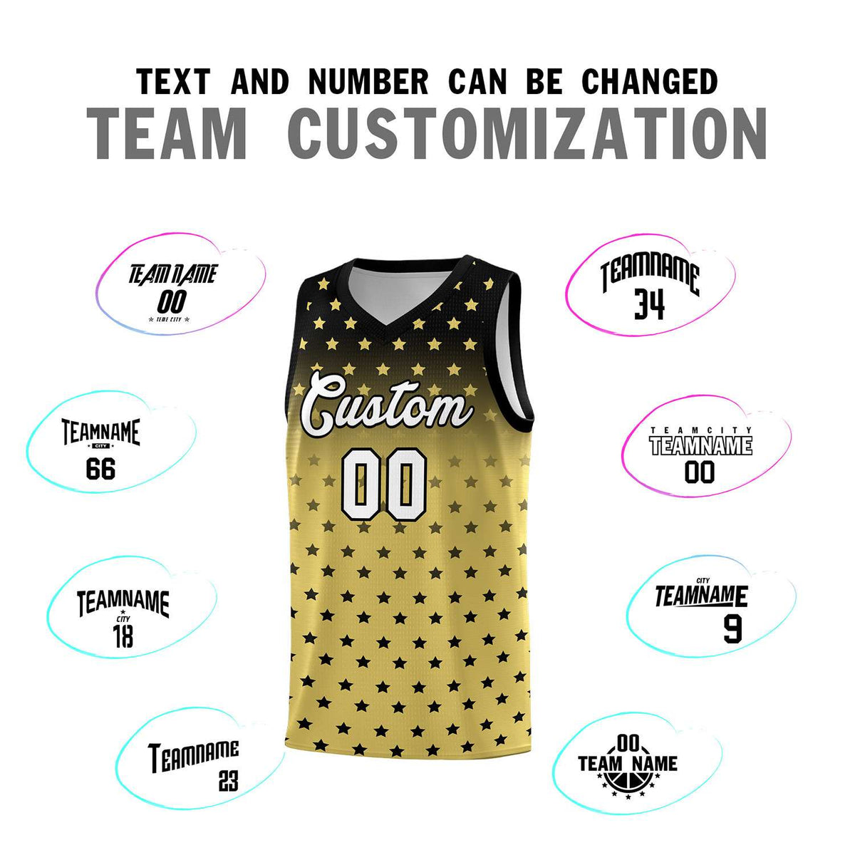 Custom Black Old Gold Gradient Start Pattern Basketball Jersey Kits|KXKSHOP