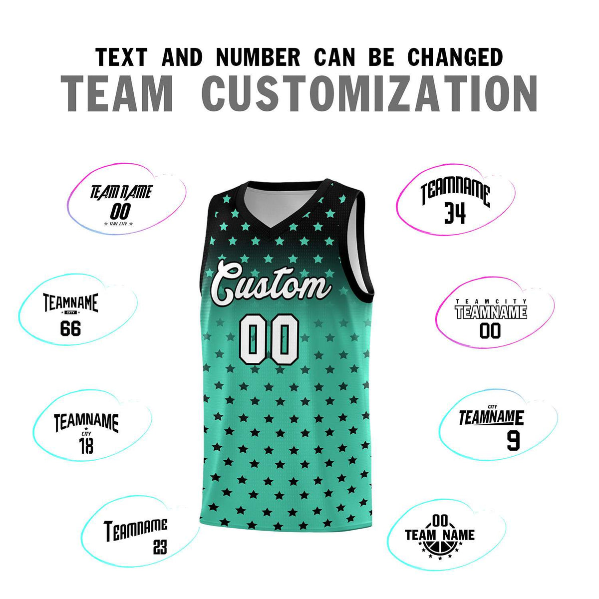 Custom Black Bright Green Gradient Start Pattern Basketball Jersey Kits|KXKSHOP