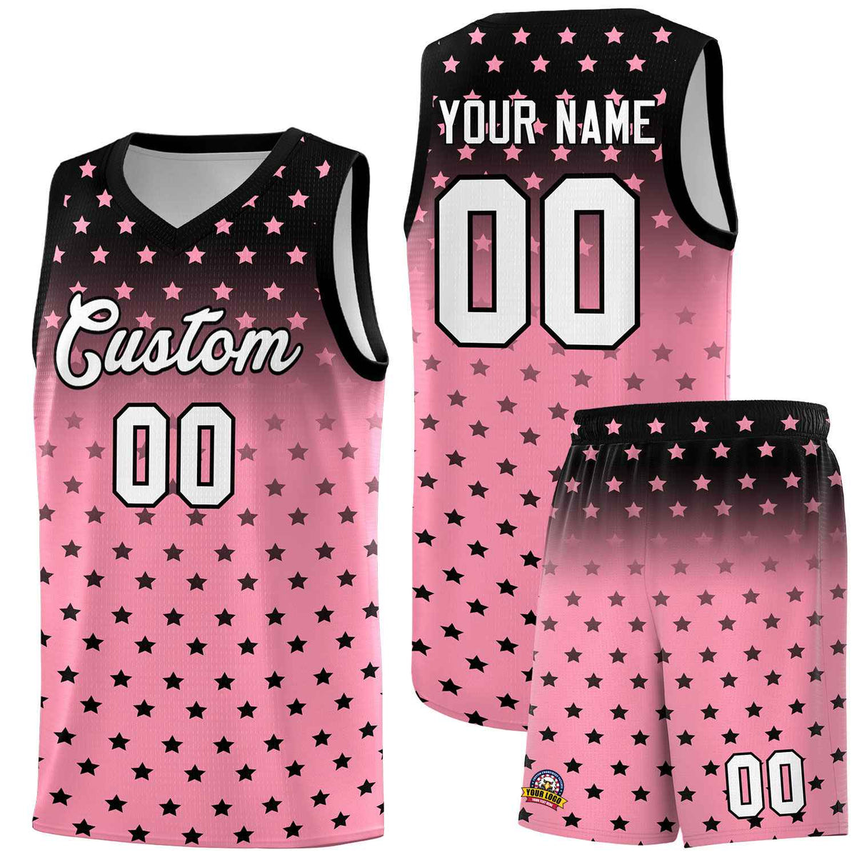 Custom Black Bright Green Gradient Start Pattern Basketball Jersey Kits|KXKSHOP