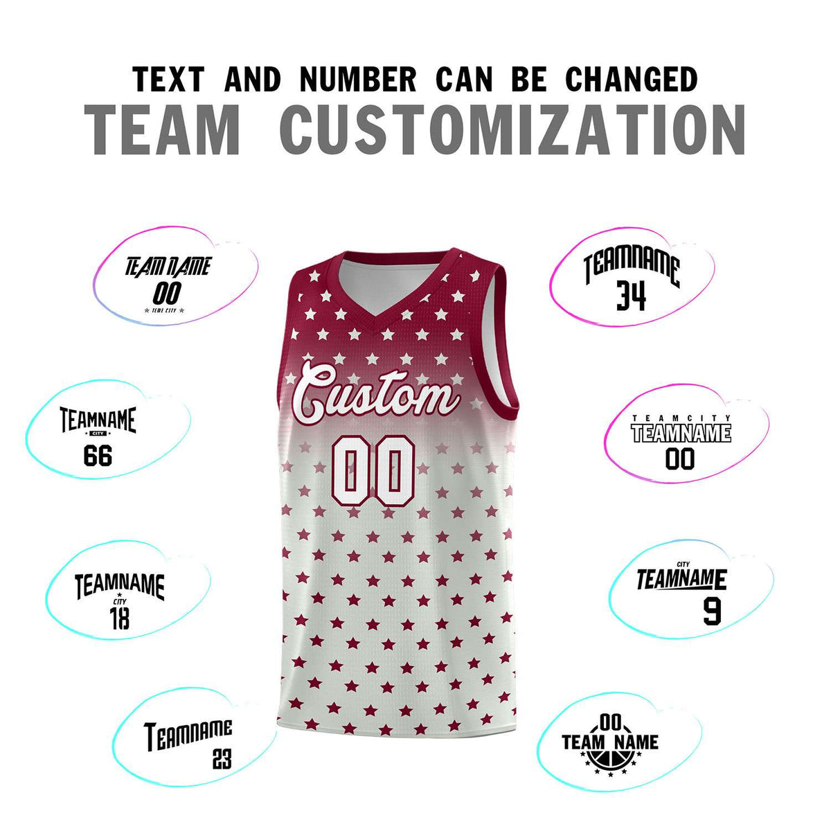 Custom Crimson Gray Gradient Start Pattern Basketball Jersey Kits|KXKSHOP