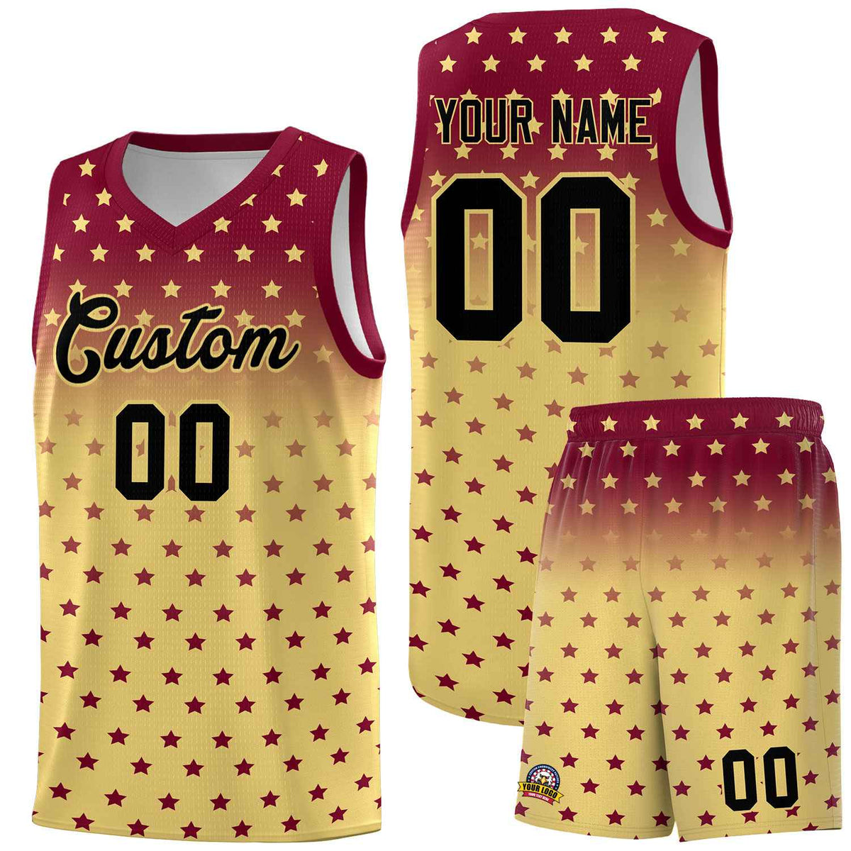 Custom Crimson Khaki Gradient Start Pattern Basketball Jersey Kits|KXKSHOP