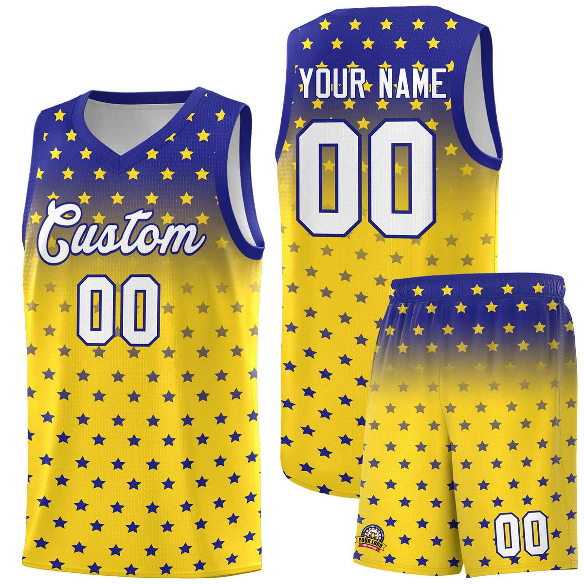 Custom Royal Gold Gradient Start Pattern Basketball Jersey Kits|KXKSHOP