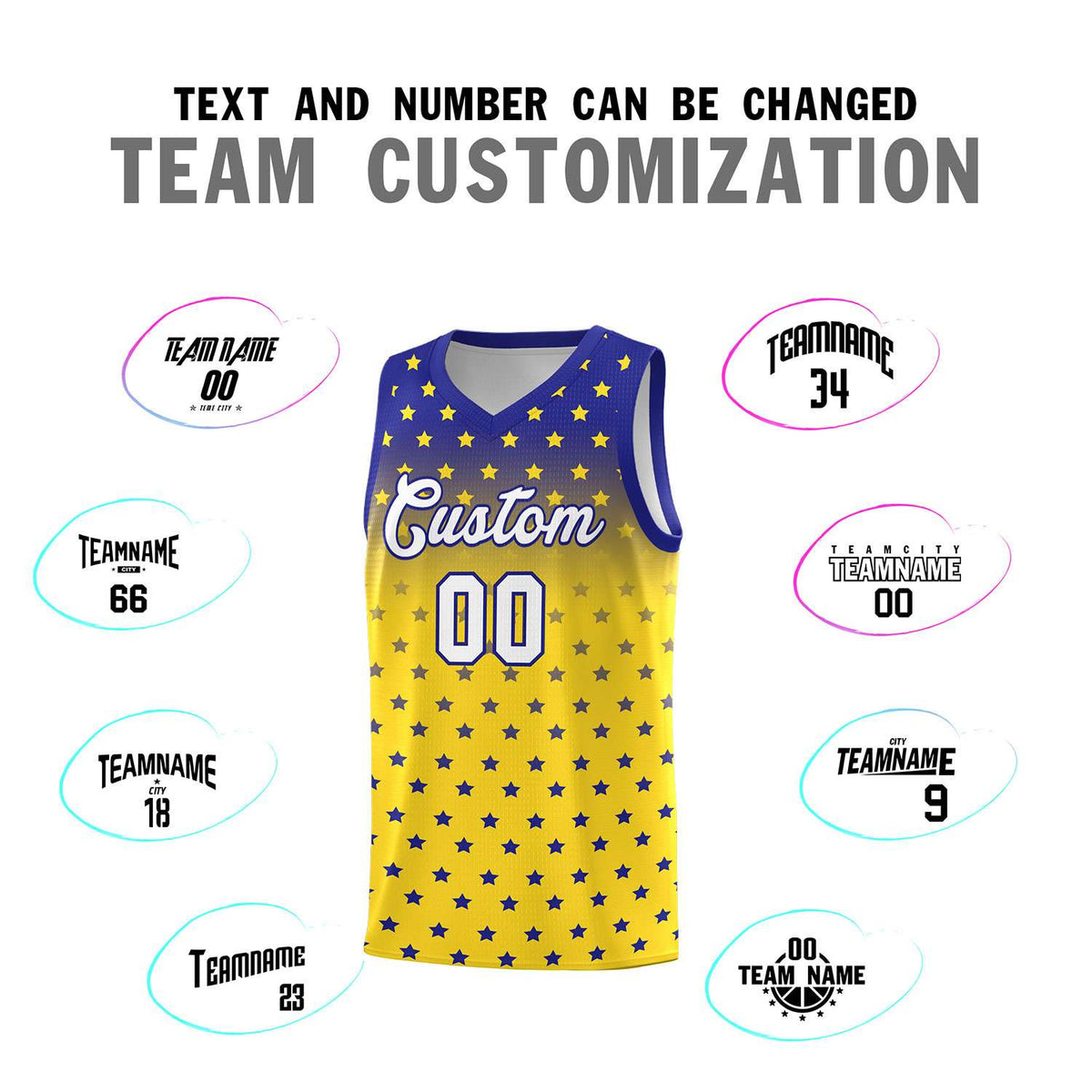 Custom Royal Gold Gradient Start Pattern Basketball Jersey Kits|KXKSHOP